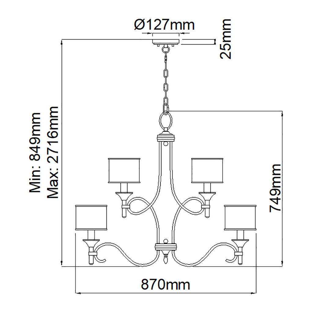 Pendelleuchte Lacey (Antique Pewter) 9x - Elstead Lighting