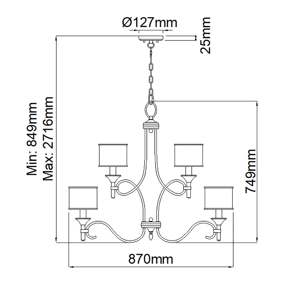Pendelleuchte Lacey (Antique Pewter) 9x - Elstead Lighting