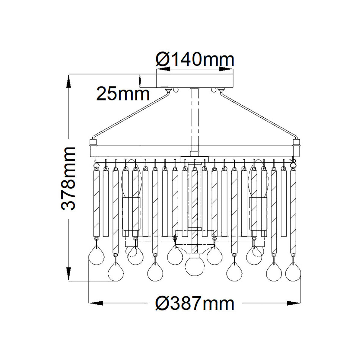 Deckenleuchte Piper (verchromt) 3x - Elstead Lighting