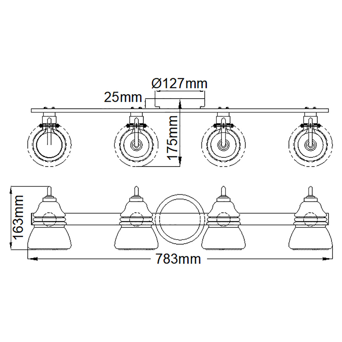 Bad-Wandleuchte Talland (verchromt) 4x - Elstead Lighting