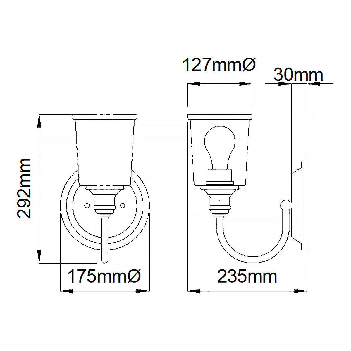 Wandleuchte Waverly (Nickel) 1x - Elstead Lighting