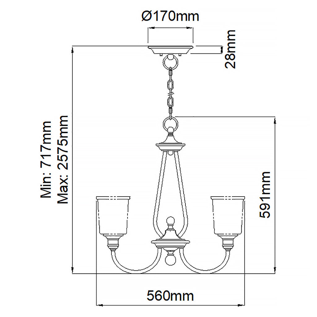 Pendelleuchte Waverly (messingfarben) 3x - Elstead Lighting