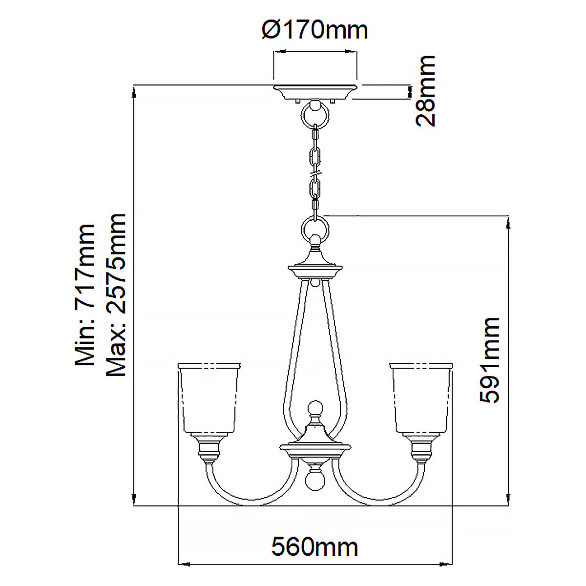 Pendelleuchte Waverly (messingfarben) 3x - Elstead Lighting