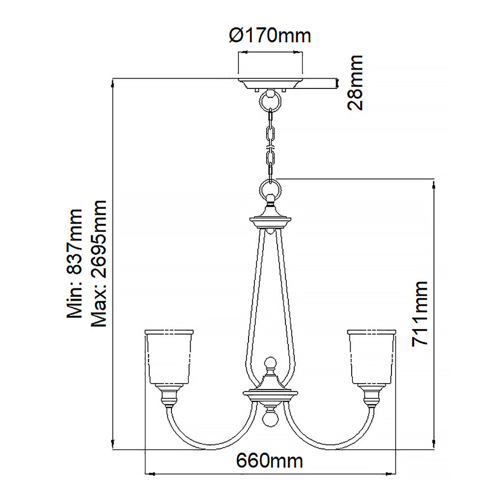 Pendelleuchte Waverly (messingfarben) 5x - Elstead Lighting