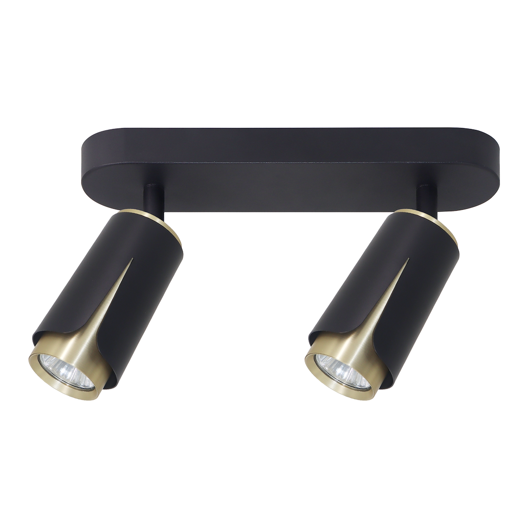 Deckenleuchte Spot Balken FLOWER Schwarz & Gold (2x GU10) - Milagro