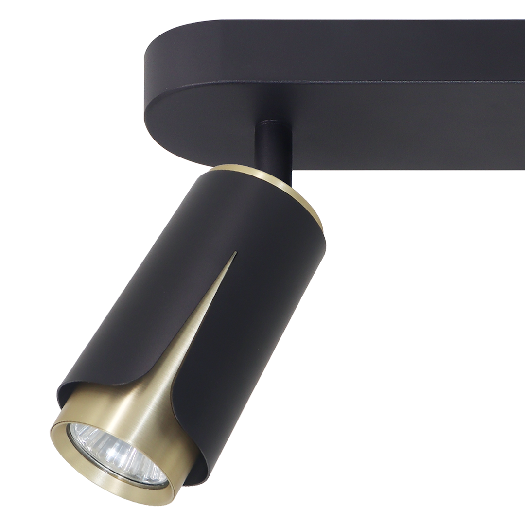 Deckenleuchte Spot Balken FLOWER Schwarz & Gold (2x GU10) - Milagro