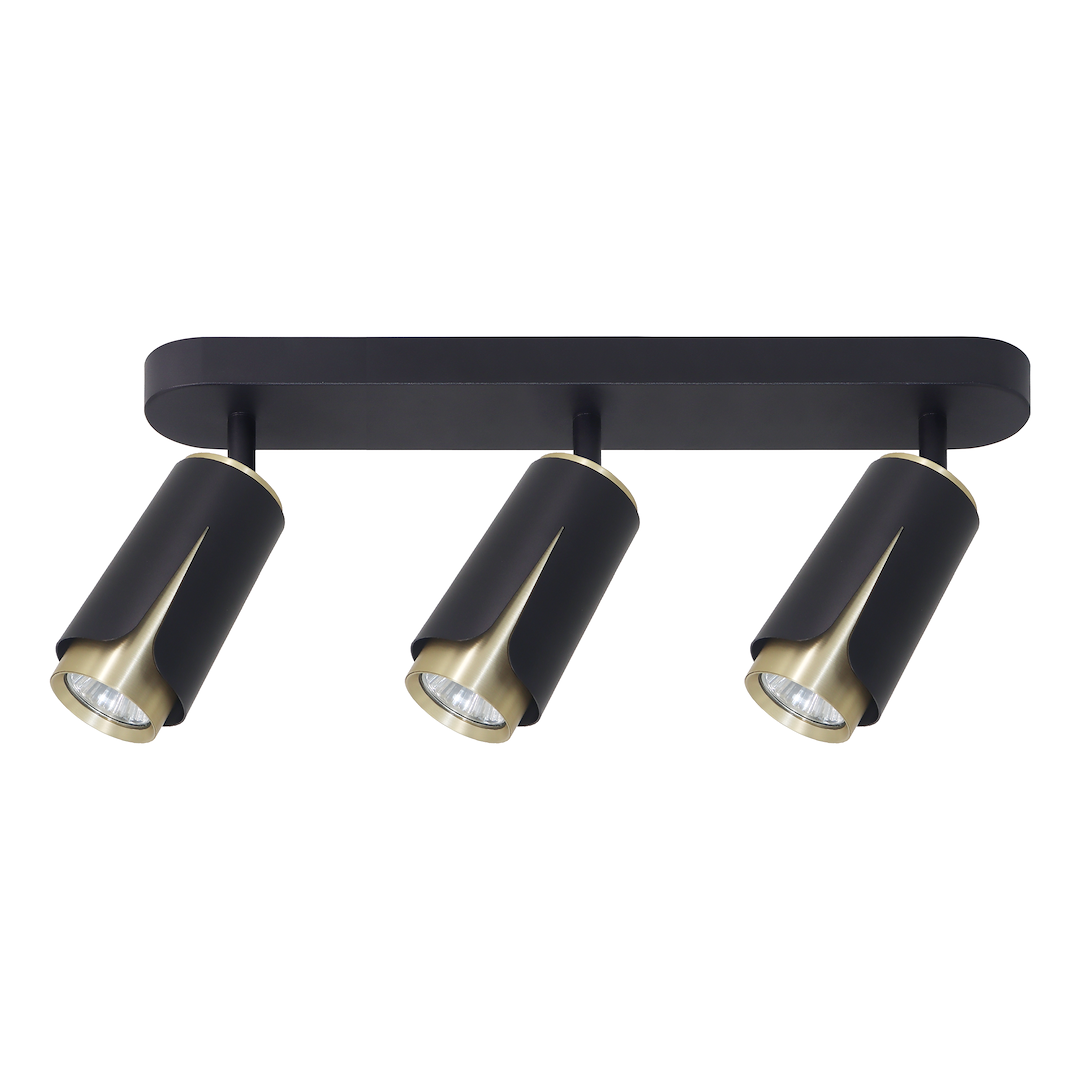 Deckenleuchte Spot Balken FLOWER Schwarz & Gold (3x GU10) - Milagro