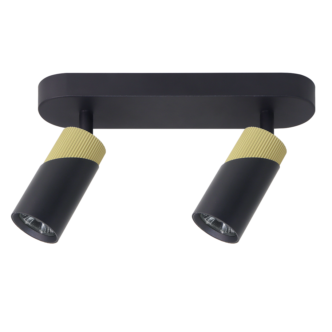 Decken Spot / Balken NEO Schwarz & Gold (2x GU10) - Milagro