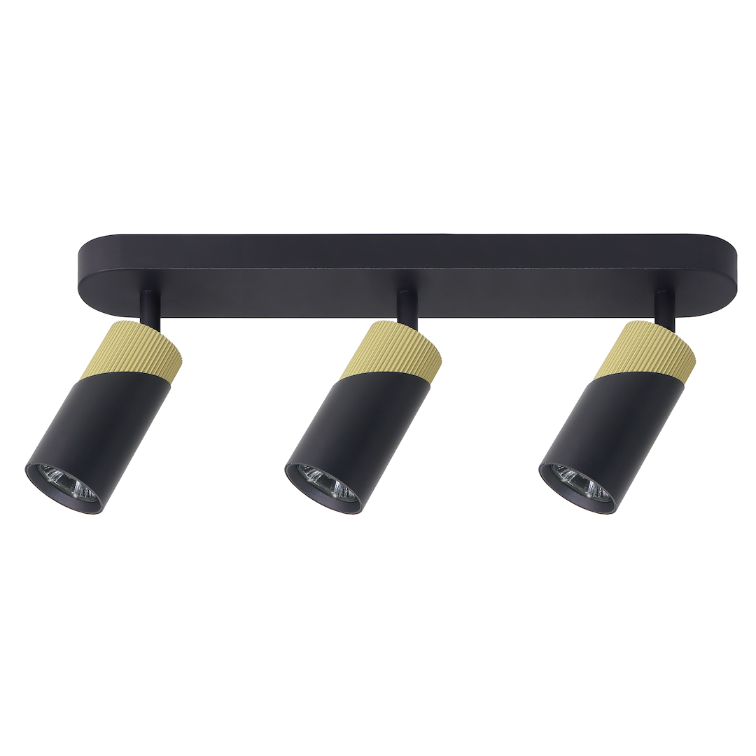Decken Spot / Balken NEO Schwarz & Gold (3x GU10) - Milagro