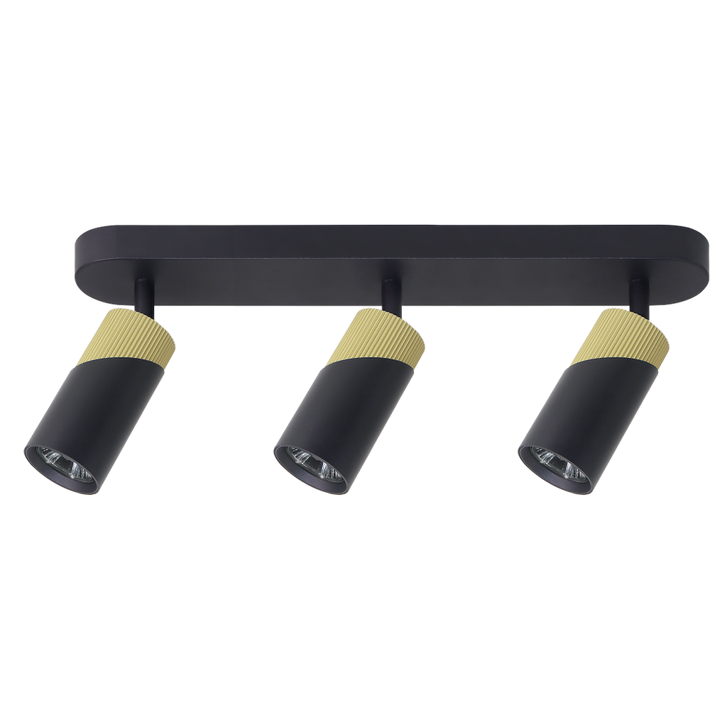 Decken Spot / Balken NEO Schwarz & Gold (3x GU10) - Milagro