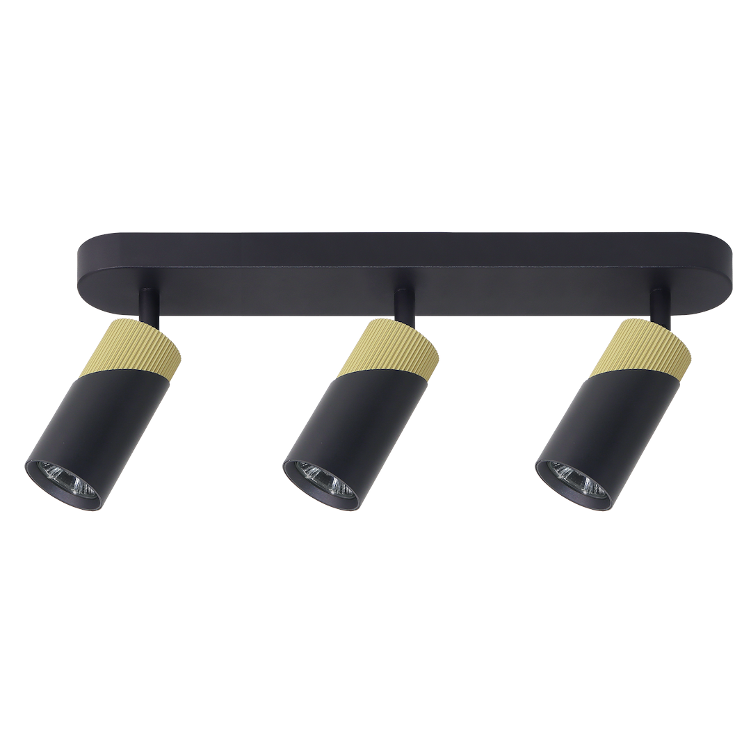 Decken Spot / Balken NEO Schwarz & Gold (3x GU10) - Milagro