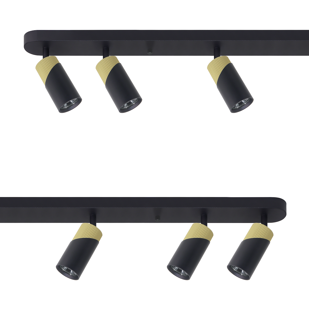 Decken Spot / Balken NEO Schwarz & Gold (6x GU10) - Milagro