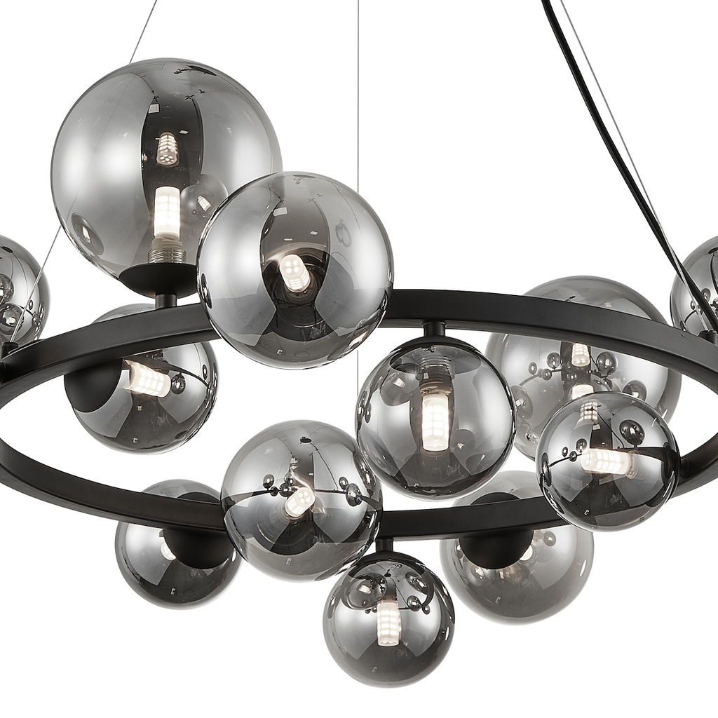 Pendelleuchte MILA Schwarz & Rauchglas (14x G9) - Milagro
