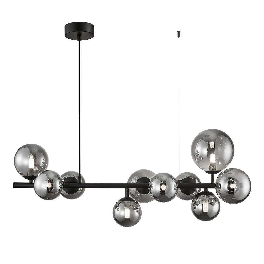 Pendelleuchte MILA Schwarz & Rauchglas (10x G9) - Milagro