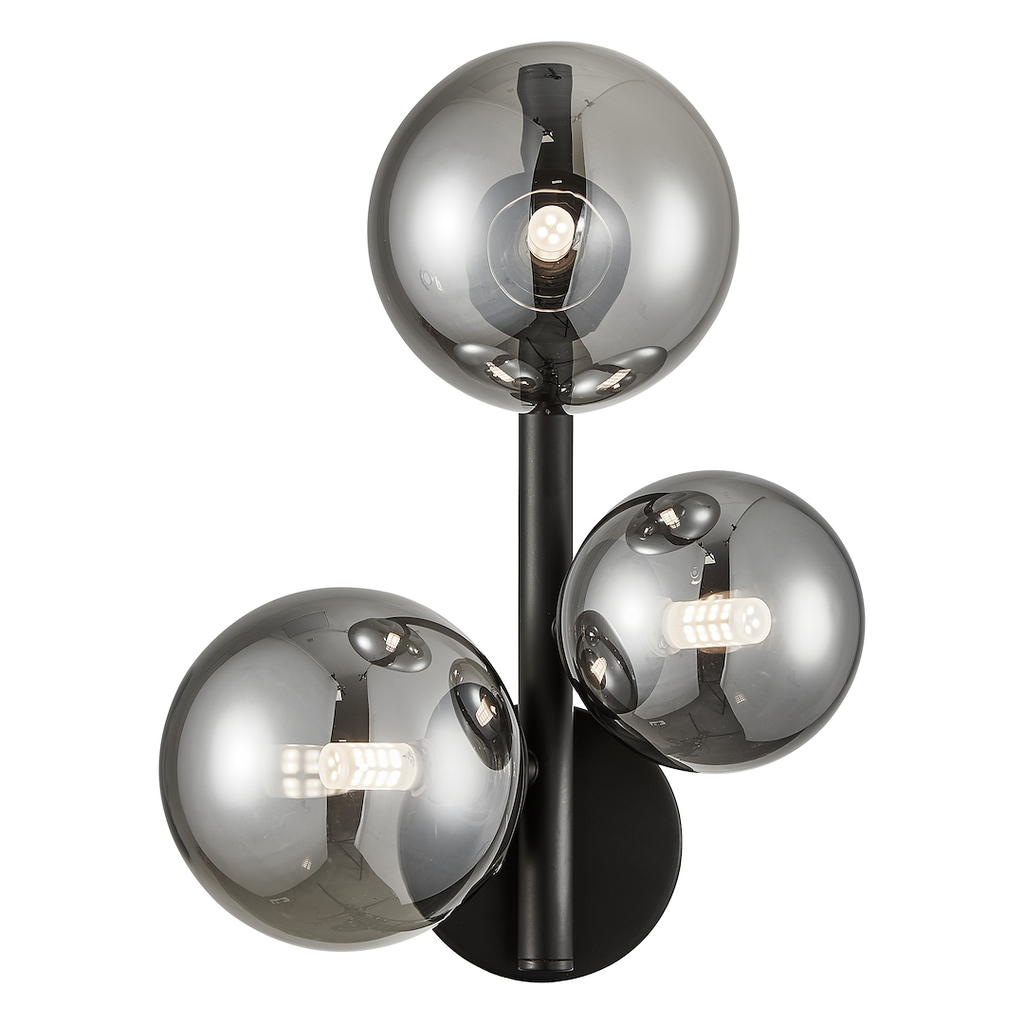 Wandleuchte MILA Schwarz & Glas (3x G9) - Milagro