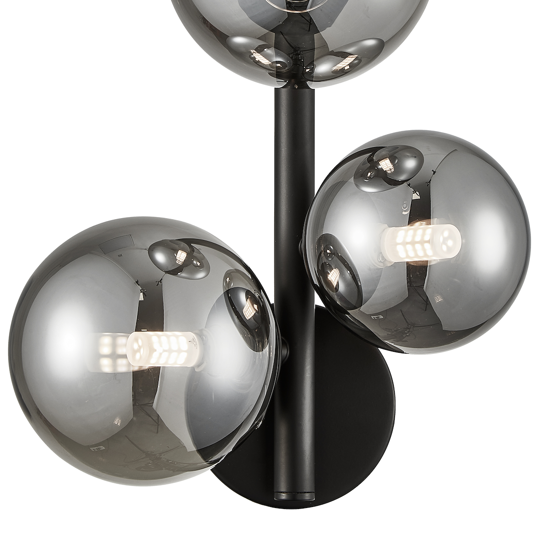 Wandleuchte MILA Schwarz & Glas (3x G9) - Milagro