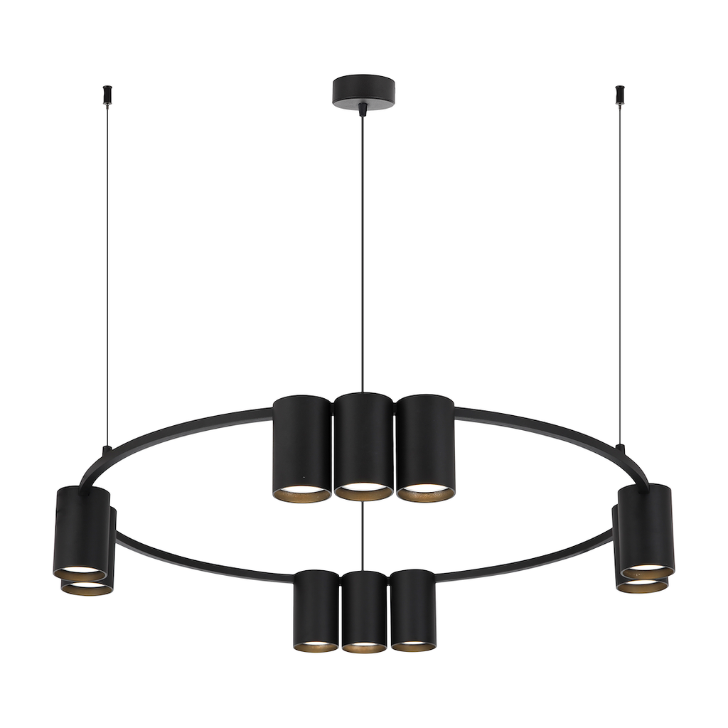 Pendelleuchte (Ring mit Spots) Genesis Schwarz (10x GU10) - Milagro