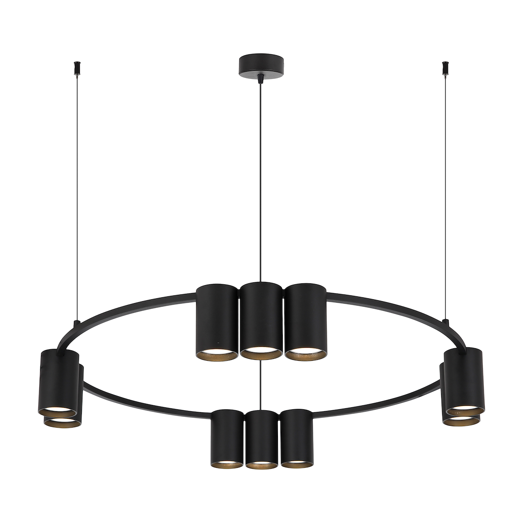 Pendelleuchte (Ring mit Spots) Genesis Schwarz (10x GU10) - Milagro