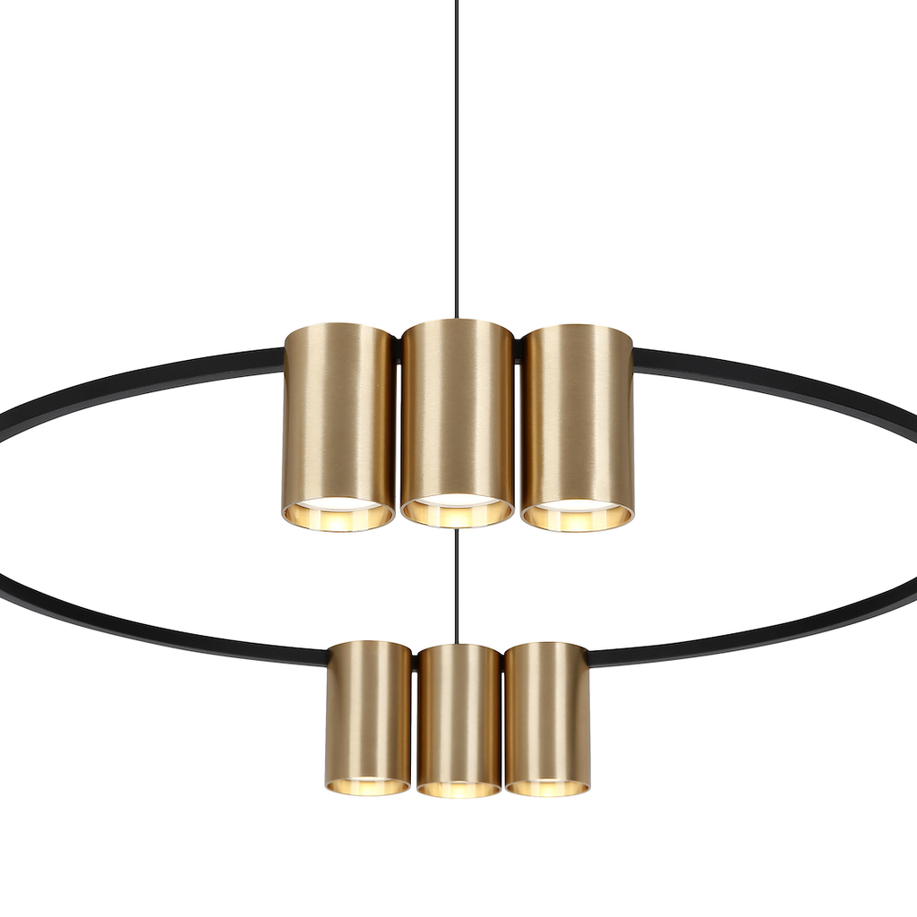 Pendelleuchte (Ring mit Spots) Genesis Schwarz & Gold (10x GU10) - Milagro