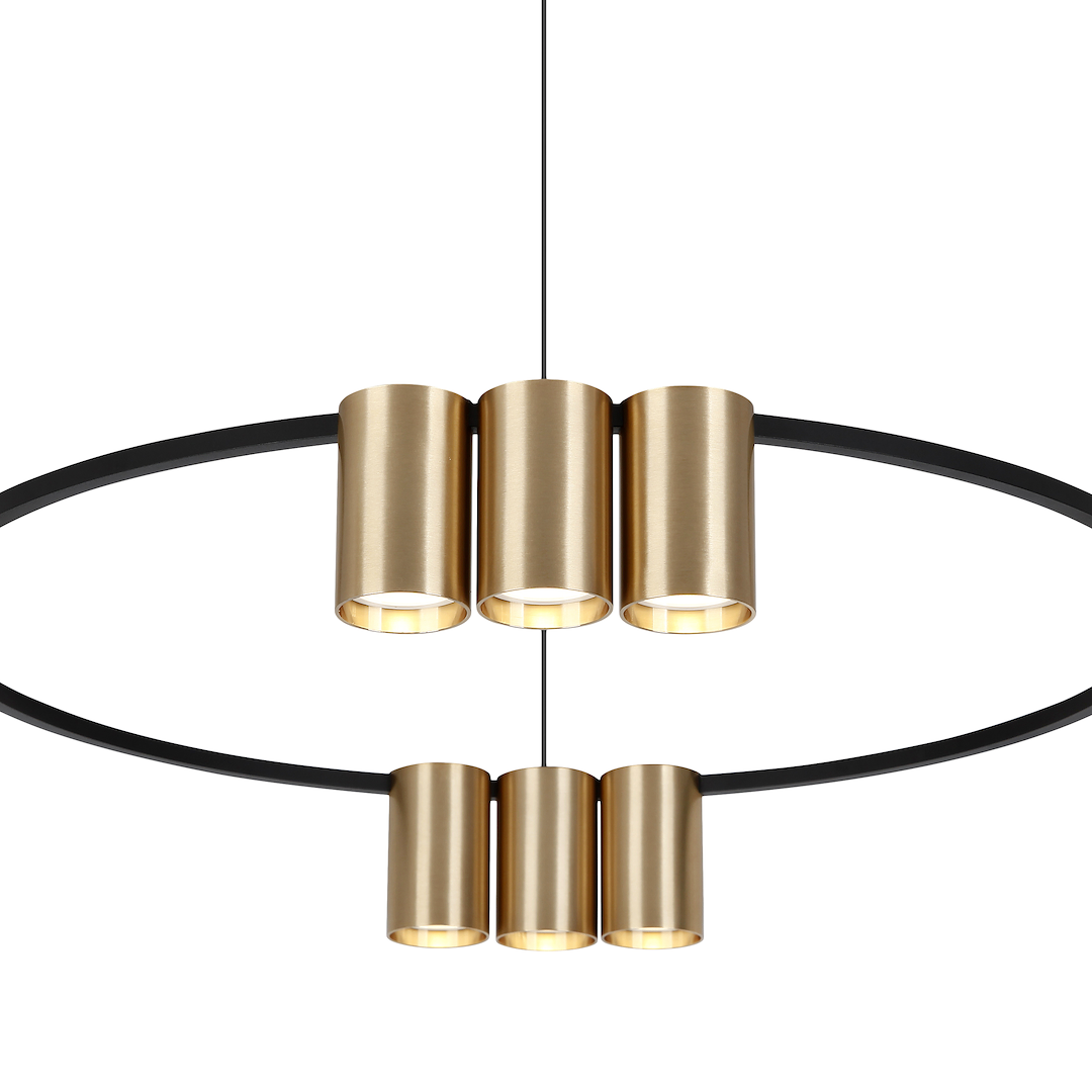 Pendelleuchte (Ring mit Spots) Genesis Schwarz & Gold (10x GU10) - Milagro