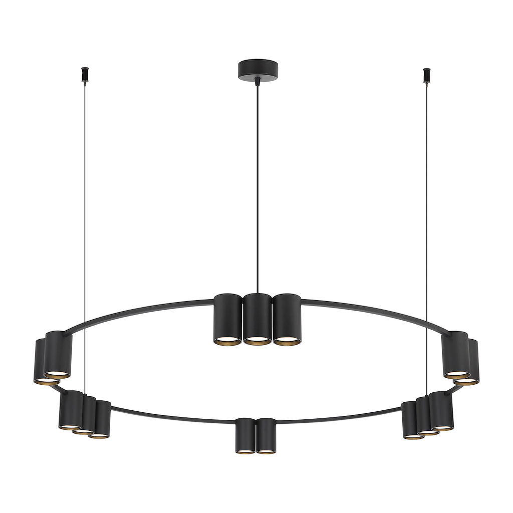 Pendelleuchte (Ring mit Spots) Genesis Schwarz (15x GU10) - Milagro