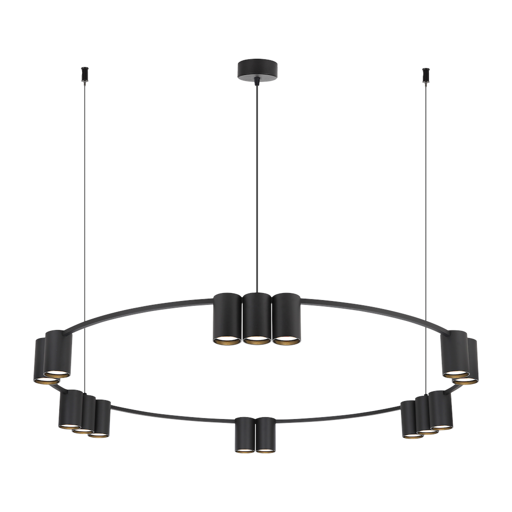 Pendelleuchte (Ring mit Spots) Genesis Schwarz (15x GU10) - Milagro
