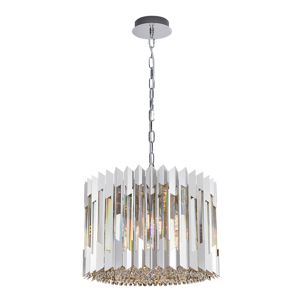 Pendelleuchte / Kronleuchter RITZ Chrom (7x E14) - Milagro