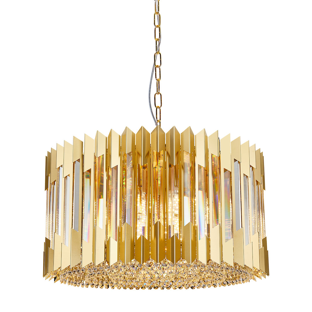Pendelleuchte / Kronleuchter RITZ Gold (12x E14) - Milagro