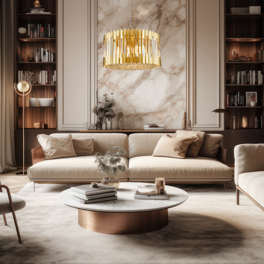 Pendelleuchte / Kronleuchter RITZ Gold (12x E14) - Milagro