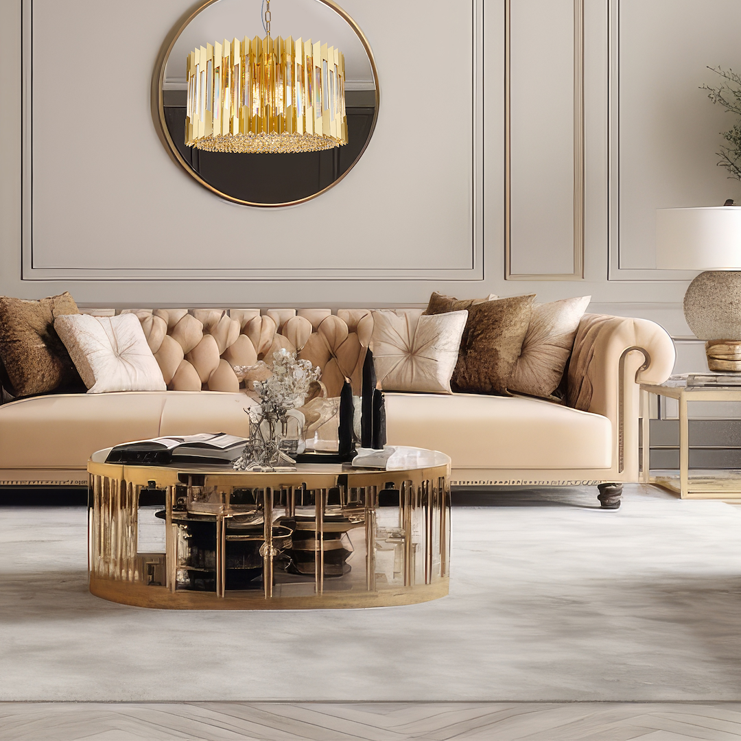 Pendelleuchte / Kronleuchter RITZ Gold (12x E14) - Milagro