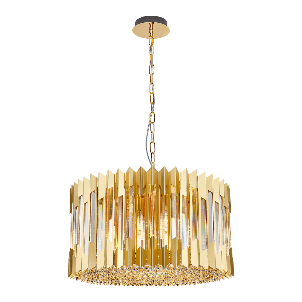 Pendelleuchte / Kronleuchter RITZ Gold (12x E14) - Milagro