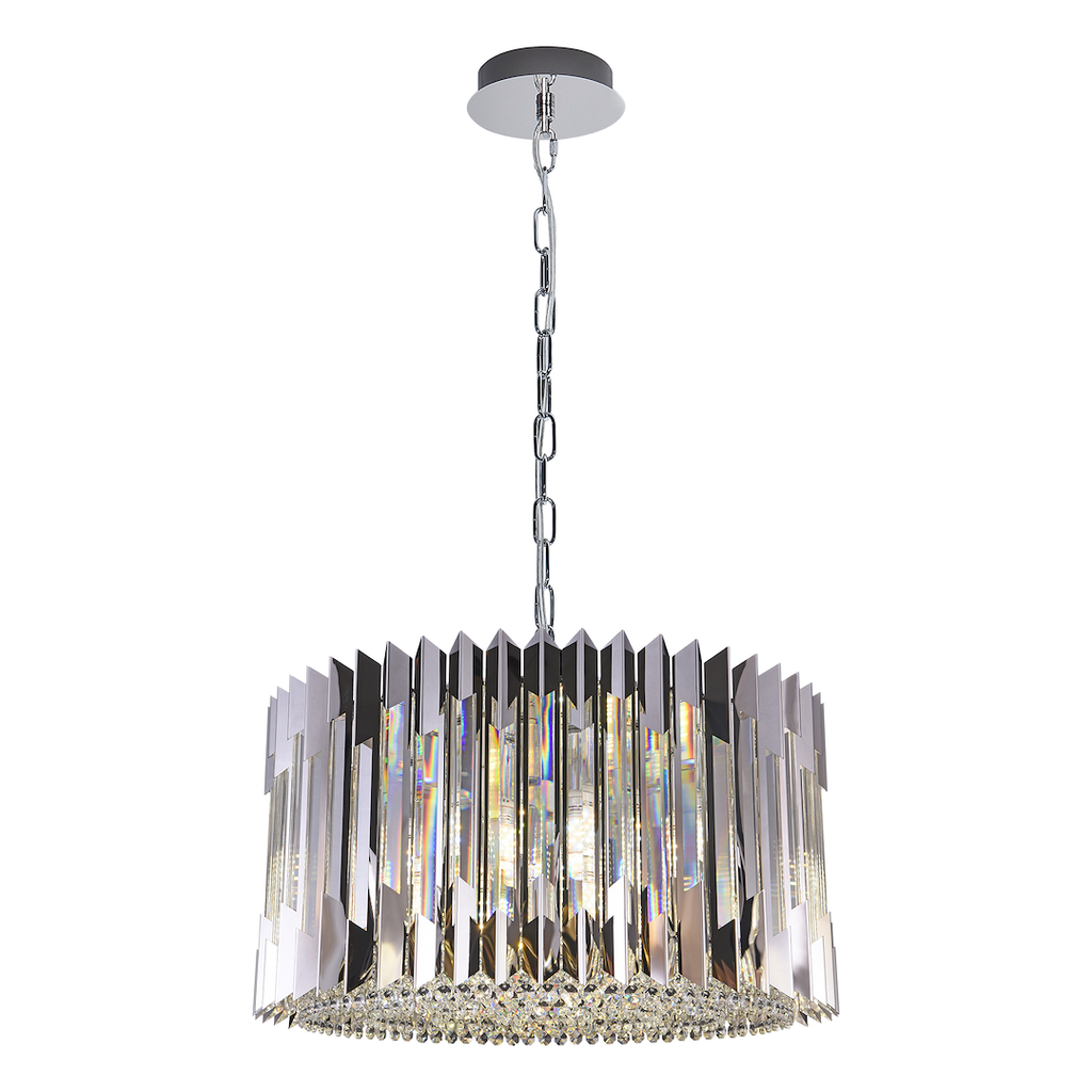 Pendelleuchte / Kronleuchter RITZ Chrom (12x E14) - Milagro