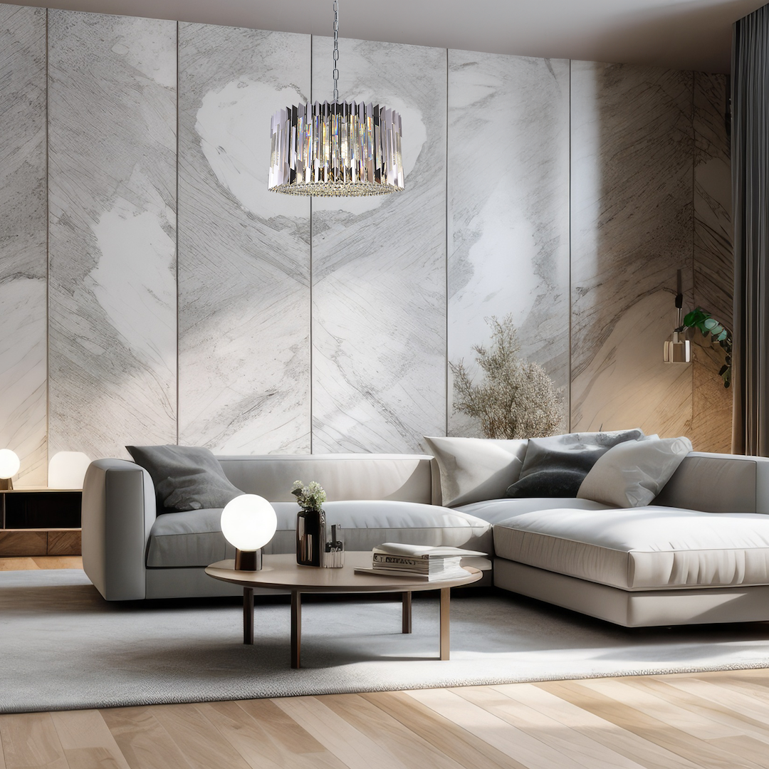 Pendelleuchte / Kronleuchter RITZ Chrom (12x E14) - Milagro