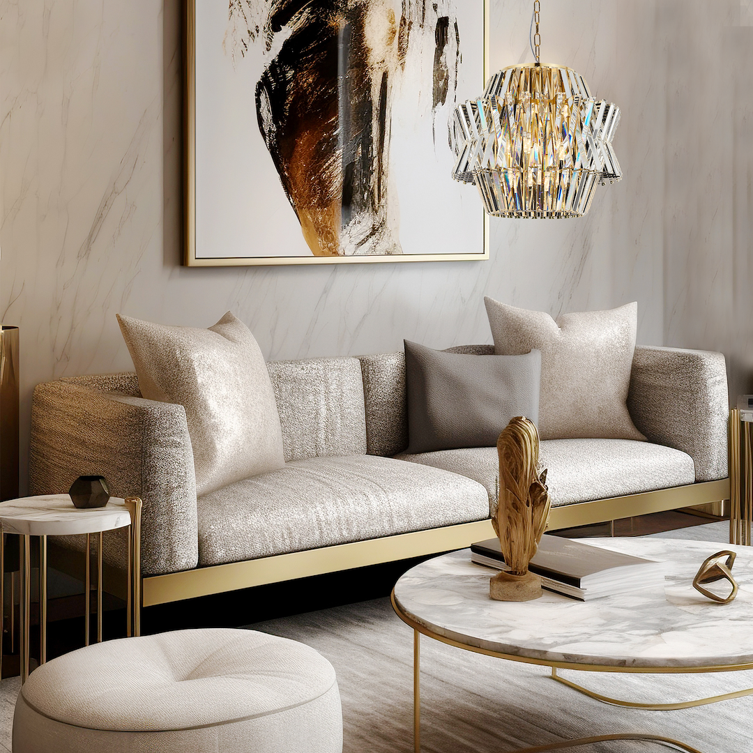 Pendelleuchte / Kronleuchter CROWN Gold (12x E14) - Milagro