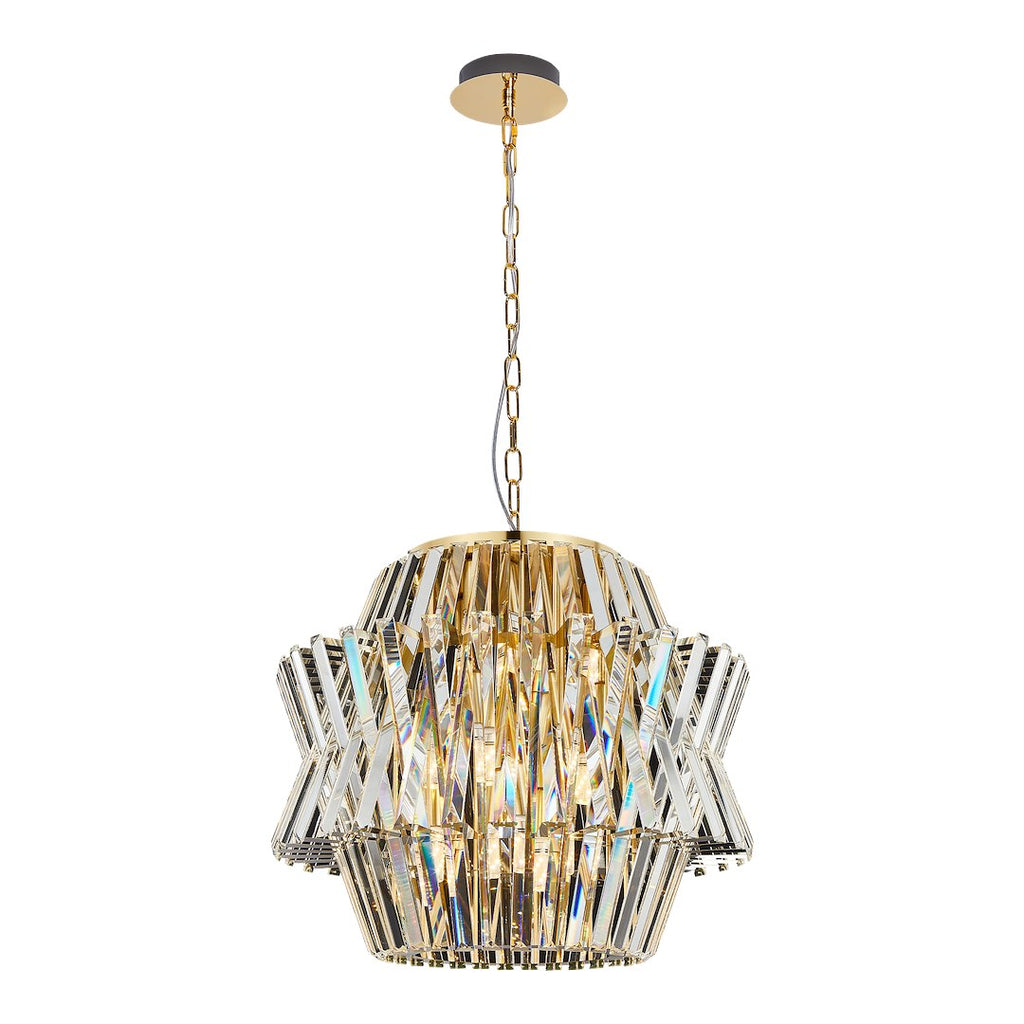 Pendelleuchte / Kronleuchter CROWN Gold (12x E14) - Milagro