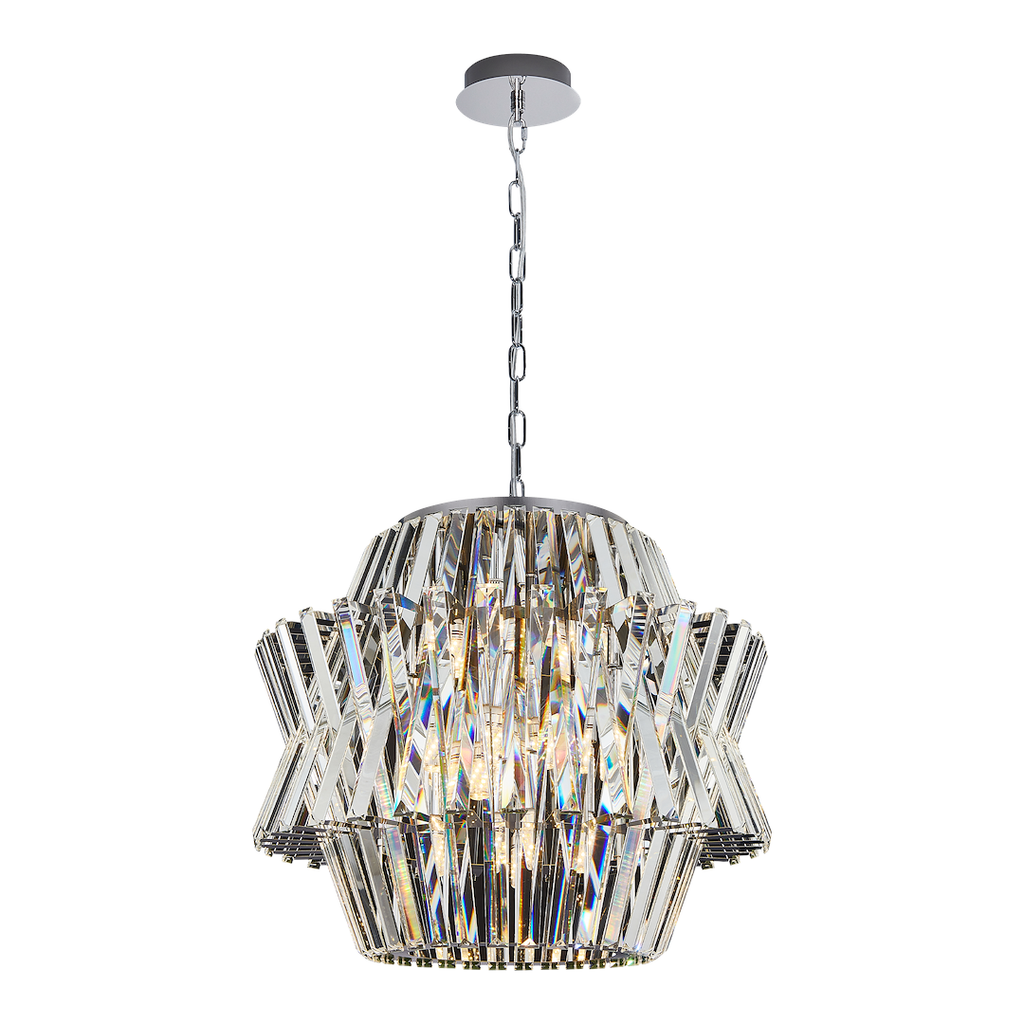 Pendelleuchte / Kronleuchter CROWN Chrom (12x E14) - Milagro