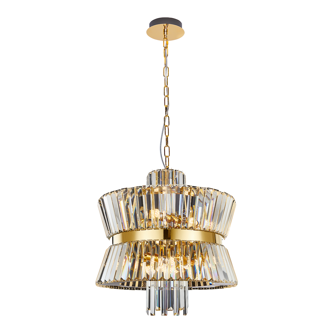 Pendelleuchte / Kronleuchter AURELIA Gold & Kristall (12x E14) - Milagro