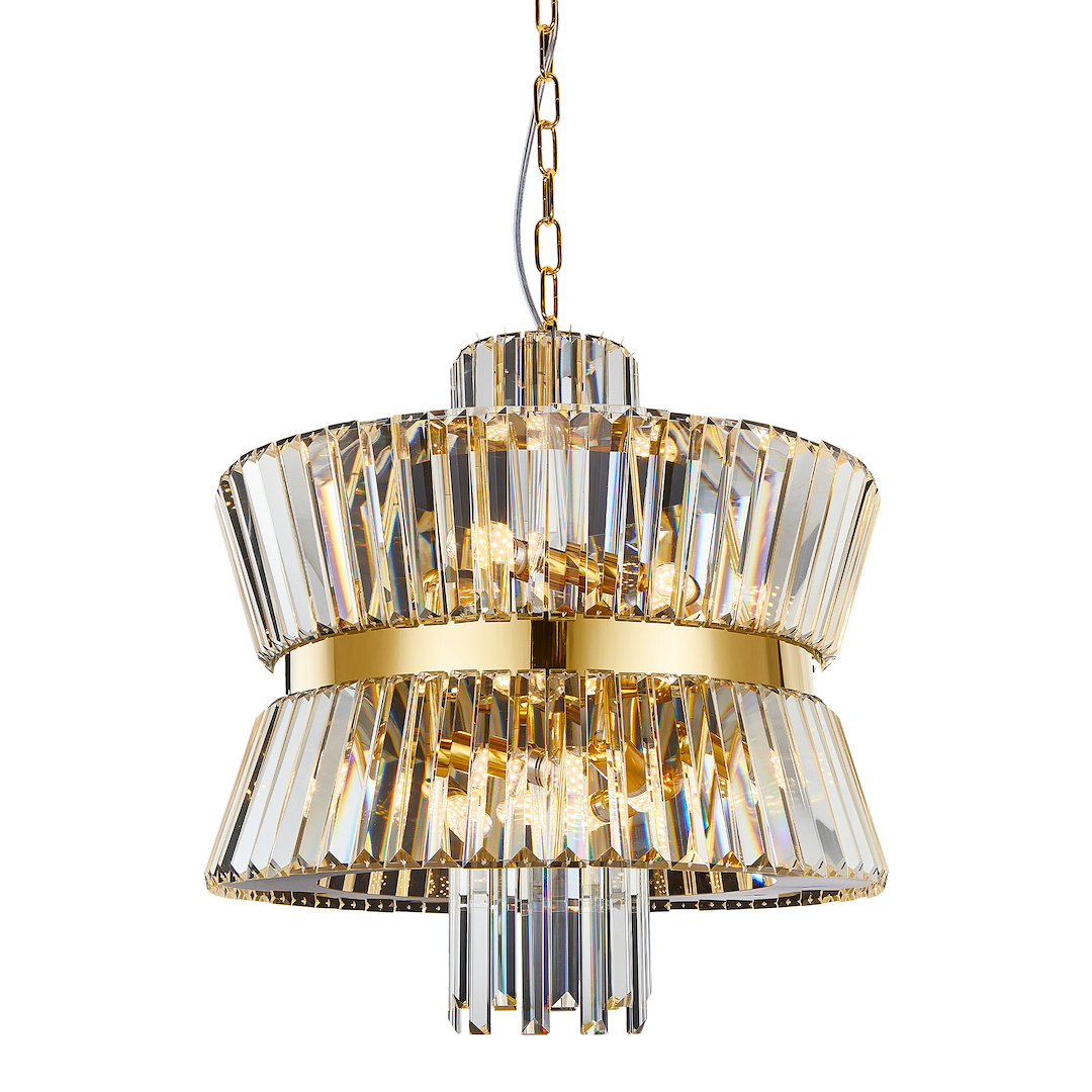 Pendelleuchte / Kronleuchter AURELIA Gold & Kristall (12x E14) - Milagro