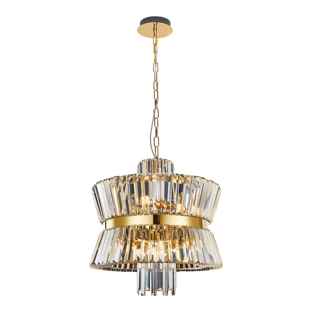 Pendelleuchte / Kronleuchter AURELIA Gold & Kristall (12x E14) - Milagro
