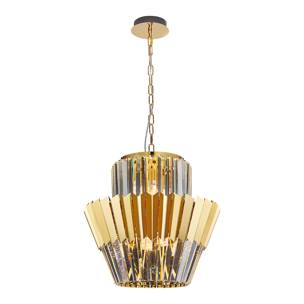 Pendelleuchte / Kronleuchter DONNA Gold (9x E14) - Milagro
