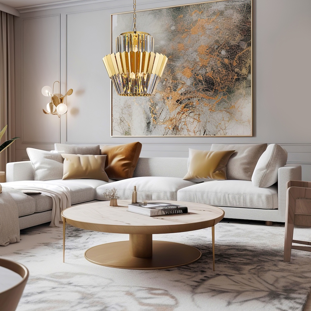 Pendelleuchte / Kronleuchter DONNA Gold (9x E14) - Milagro