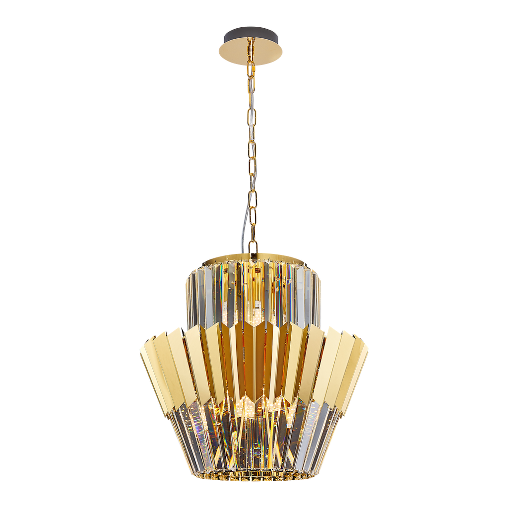 Pendelleuchte / Kronleuchter DONNA Gold (9x E14) - Milagro