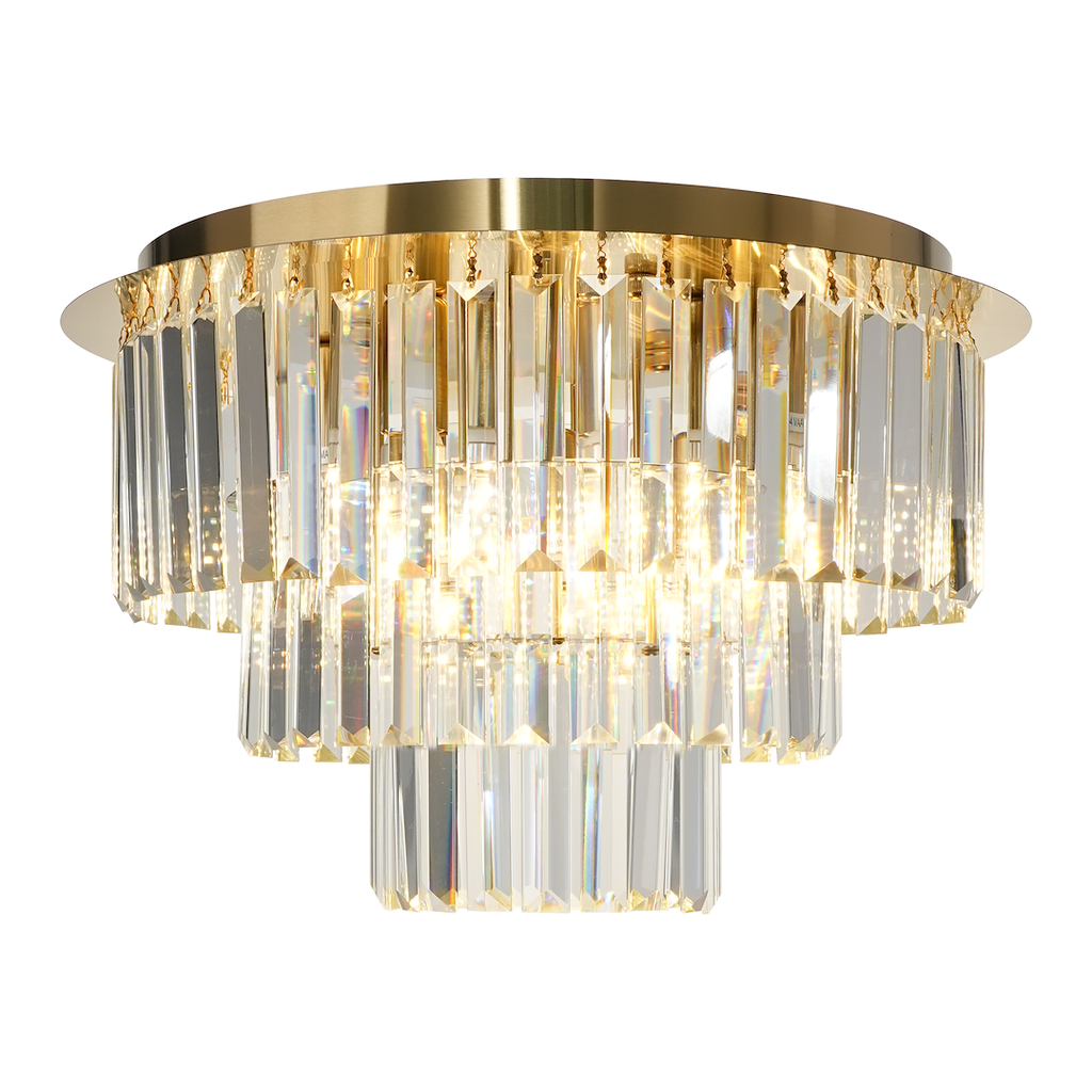 Deckenleuchte MILANO 45 cm Kristall & Gold (6x E14) - Milagro
