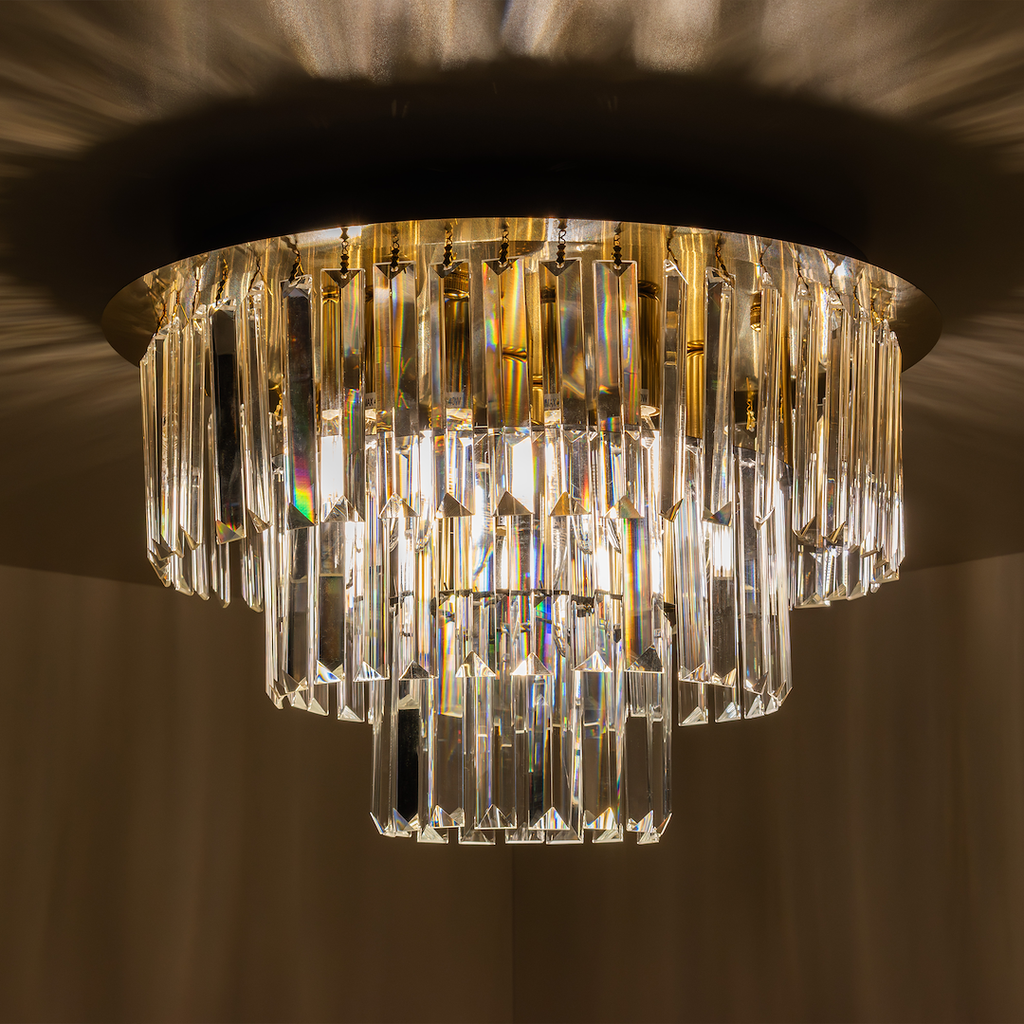 Deckenleuchte MILANO 45 cm Kristall & Gold (6x E14) - Milagro