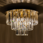 Deckenleuchte MILANO 45 cm Kristall & Gold (6x E14) - Milagro