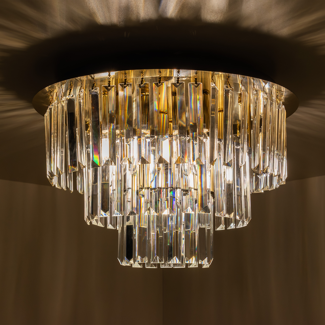 Deckenleuchte MILANO 45 cm Kristall & Gold (6x E14) - Milagro