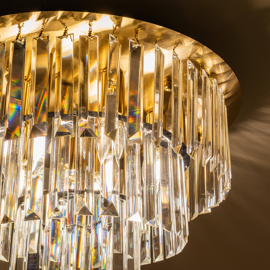 Deckenleuchte MILANO 45 cm Kristall & Gold (6x E14) - Milagro