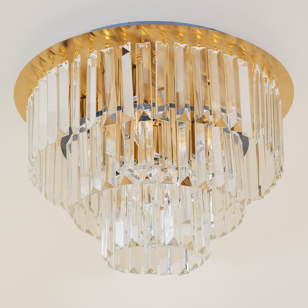 Deckenleuchte MILANO 45 cm Kristall & Gold (6x E14) - Milagro
