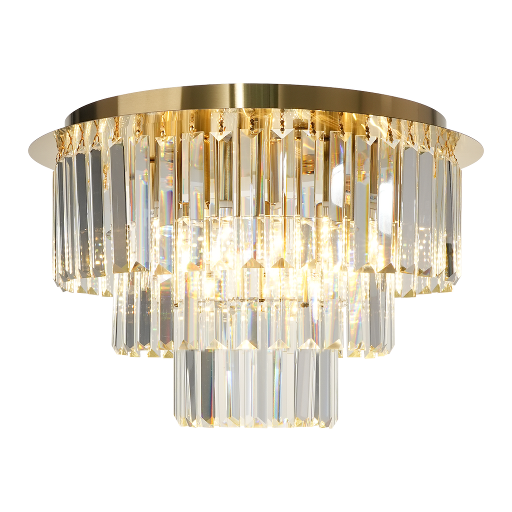 Deckenleuchte MILANO 45 cm Kristall & Gold (6x E14) - Milagro