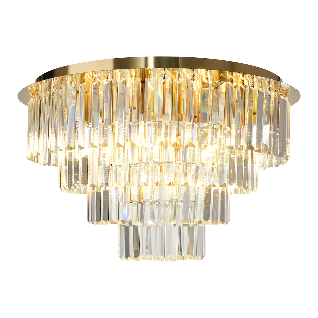 Deckenleuchte MILANO 60 cm Kristall & Gold (9x E14) - Milagro